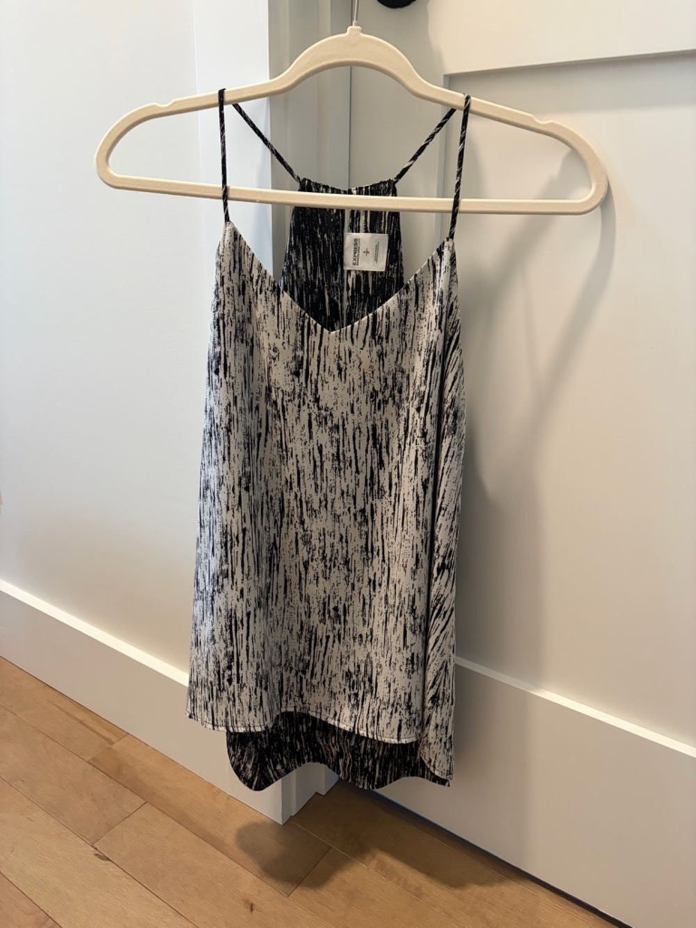 Express Black and White Abstract Print Spaghetti Strap Camisole